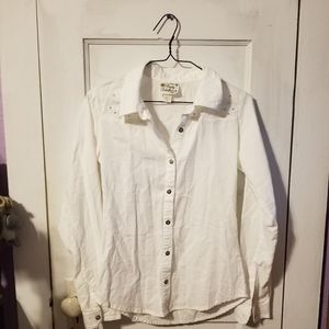 Pretty Rebellious Button Up Long Sleeve Bedazzled Shirt